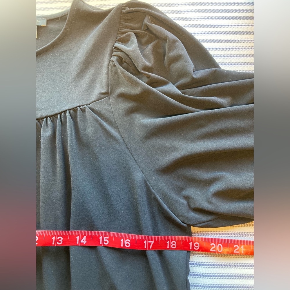 Ann Taylor Factory - Black Women's 3/4 Sleeve Peasant Blouse, Size Large - Picture 7 of 11